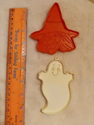 2 Vintage Plastic Halloween Cookie Cutters Witch Ghost • $9.95