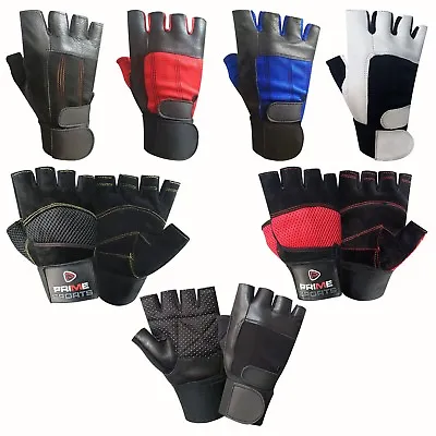 £3.99 • Buy Weight Lifting Leather Padded Gloves Fitness Training Body Building Gym Straps