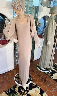 VTG 90s Patra Maxi 2pc Gown W Jacket Size M Crinkle Blush Beige • $29.99