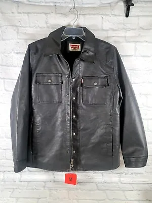 Men's Levis Strauss Faux Leather Sherpa Lined Jacket Black Size Medium New  • $31.50
