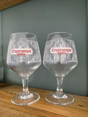 2x CRUZCAMPO NUCLEATED BEER/LAGER GLASSES M23 BRAND NEW BAR GIFT SET MAN CAVE • £13.95