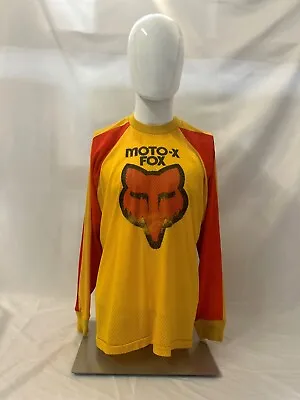 Vintage RARE Original Fox Moto-X Yellow And Red Mesh Motocross Size LRG Jersey • $450