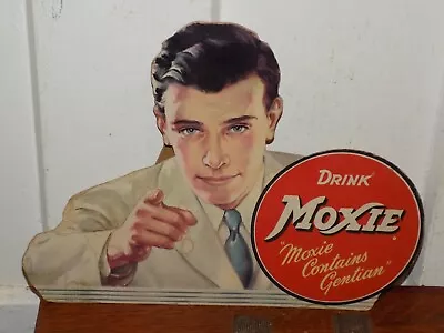 Vintage Drink Moxie Moxie Contains Gentian Cardboard Store Display • $155