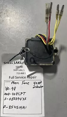 1998 Mercury/Force 40HP Outboard 2 Stroke Voltage Regulator- 854514A1 883071A1 • $35