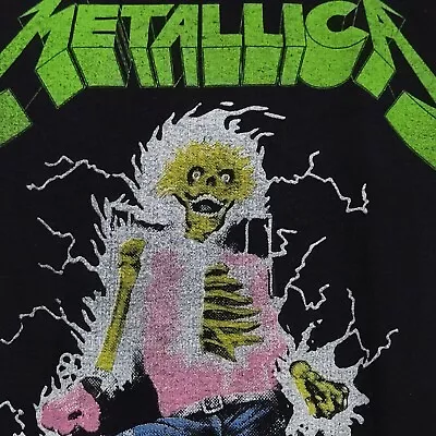 Metallica Ride The Lightning Mens Shirt Xl Xlarge Black Skeleton Metal Logo Nwt • $18.88