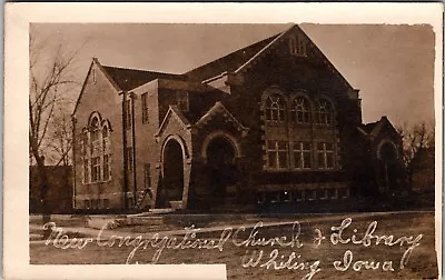 Whiting Iowa RPPC Church Library Vintage Monona Co IA Real Photo Postcard J27 • $17.50