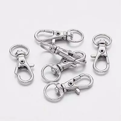 32mm Lobster Clasps Key Rings Silver Key Ring Hook Swivel Tibetan Silver X 10 • £2.30