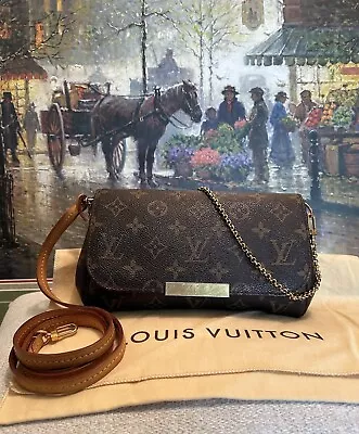 🌸 100% Louis Vuitton Favorite PM Monogram Clutch Crossbody Purse LV Dust Bag • $897.77