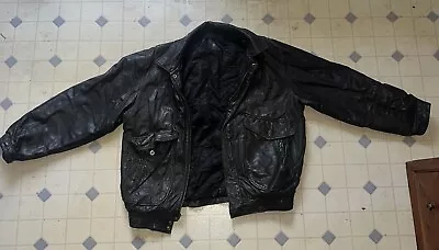 Men’s Vintage Leather Jacket Black Hunt Club • $4.99