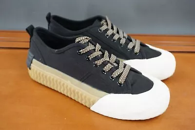 Zara Colorblock Shoes Womens 40 / 9.5 Black Canvas Lace Up Flat Casual Trainer • $29.84