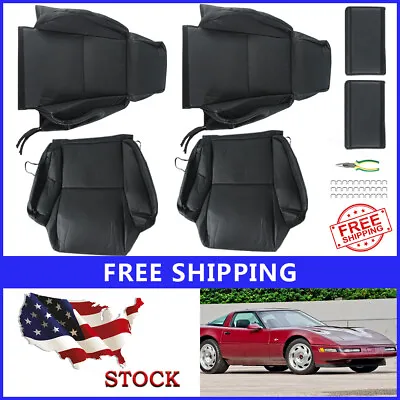 Custom Seat Covers Black Synthetic Leather Fit Chevy Corvette C4 Type3 1984-1993 • $94.99