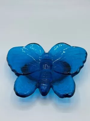 Viking Glass # 7125 Bluenique Butterfly Trinket Dish/Figurine Made 1 Year Only! • $89