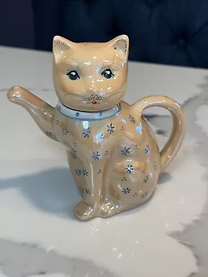 Vintage Lusterware Orange Cat Teapot 5  • $10