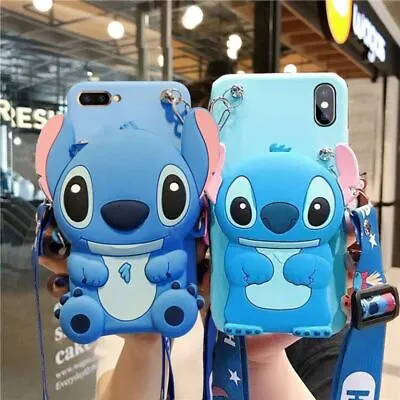 £5.99 • Buy For Various Phone 3D Cartoon Stitch Handmade Coin Purse Wallet Strap Case Cover