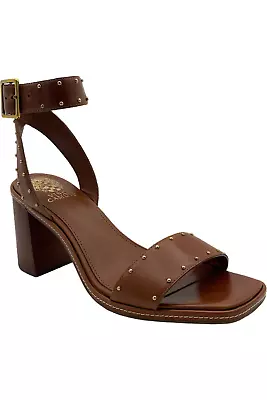 Vince Camuto Leather Block Heel Sandals Shyremin Warm Caramel • $44.99