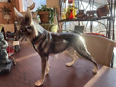 Large 10” By 14”  Austria German Shepherd Dog Figurine Beautiful Vintage • $175
