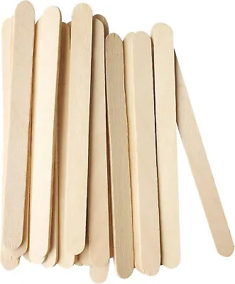 10/20 Wooden Popsicle Sticks Lolly Mixing Ice Cream Wood Art Craft Waxing Mixing • £1.99