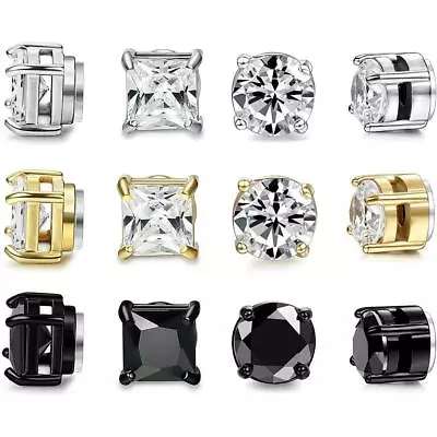 $2.94 • Buy Mens & Women Clip On Earrings Non-Piercing Zircon Magnetic Ear Stud Crystal 