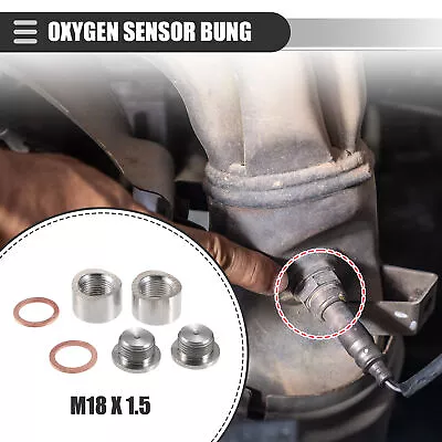 2 Set O2 Oxygen Sensor Bung M18 X 1.5 Thread Exhaust Weld In Bung With Gasket • $19.79