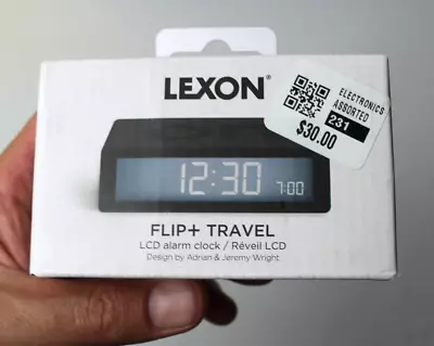 Lexon Flip +Plus TRAVEL Reversible LCD Alarm Clock Black *QUICK SHIP* • $19.80