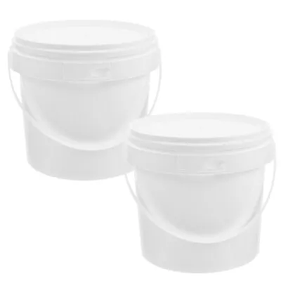 White Plastic Bucket With Handle Lid For Paint Toys And Fish - 2L (2pcs)-RS • £10.29