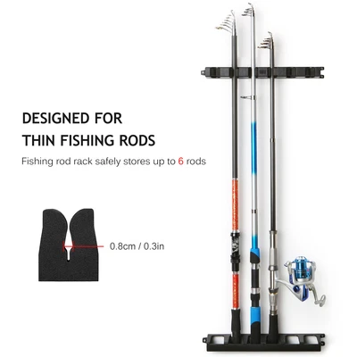 $15.95 • Buy Fishing Rod Rack For 6 Thin Fishing Rods Wall Mounted Fishing Pole Storage D3V3