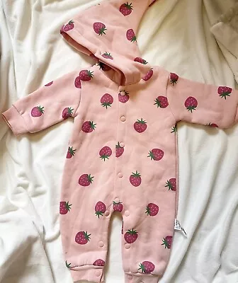 Baby Girl Pram Suit 0-3 Months/59  Spring/summer Strawberry With Hood • £4