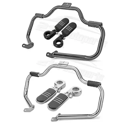 Mustache Engine Guard Crash Bars Footpegs For Harley Softail FLSTC FLSTN FLSTF • $79.99