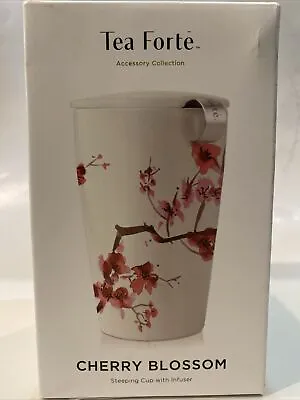 Tea Forte Kati Cherry Blossoms Steeping Tall Tea Cup With Infuser 12 Oz Mug New • $13.99