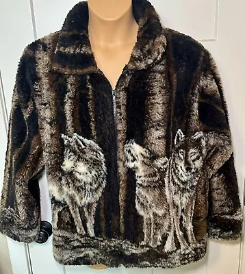 Vintage Black Mountain Outdoor Extra Large Fleece Wolf Jacket • $48.50