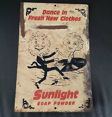 VINTAGE SUNLIGHT SOAP POWDER METAL SIGN - Dance In Fresh New Clothes • $29.95