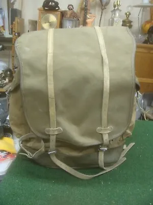 Vintage Canvas & Leather Rucksack German Military Backpack 8465-12-138-9328 • $119.99