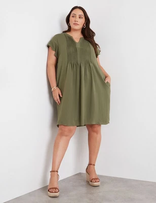 $27.89 • Buy Beme Extend Sleeve Pintuck Notch Neck Dress Womens Plus Size Clothing  Dresses