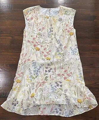 Madewell 100% Silk Gardengate Floral Dress Women's Size 4 Tiered Hi-Low Lined • $30.99