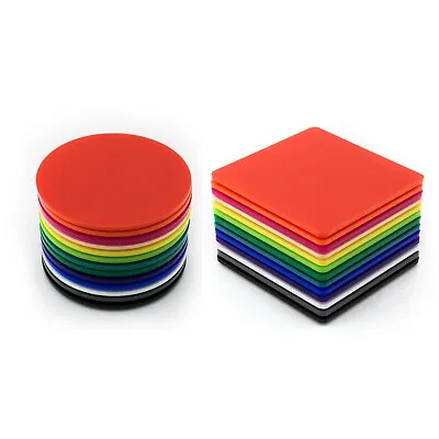Acrylic Coasters Square And Round Kitchen Table Kids Children Laser Cut Dining  • £1.99