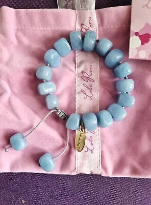 Lola Rose Blue Agate Semi Precious Beaded Gemstone Drawstring Bracelet Pouch • £19.99