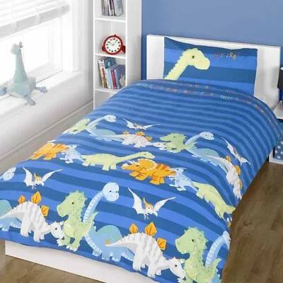 Dinosaurs Blue Junior Duvet Cover Set New Toddler Cot Bed • £14.99