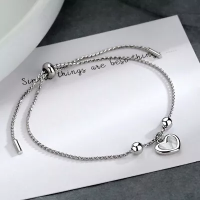 Solid Sterling Silver 925 Binary Charm Bracelet Bangle Women Lady Gift With Box • £5.49