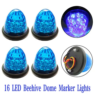 $20.96 • Buy 4x Blue Beehive Side Marker Lights Grommet 16-LED Cab Sleeper Light Trailer 12V