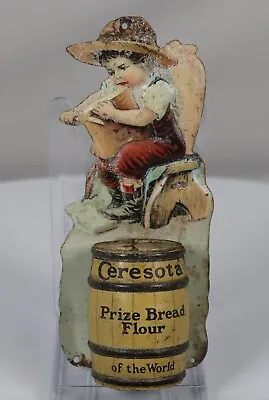$75 • Buy Vintage Match Safe Holder W/ Advertising Ceresota PRIZE BREAD FLOUR OF THE WORLD