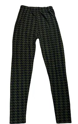 $8.40 • Buy LEGGINGS SZ S Hounds Tooth Green / Black Stretch