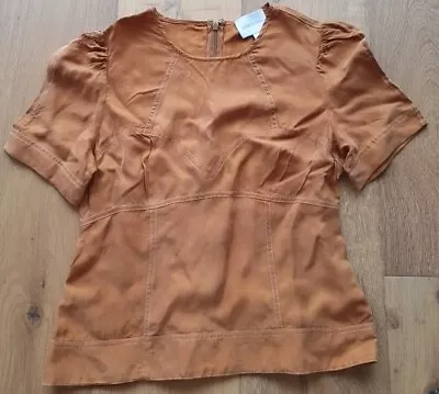 Alice McCall Top Size 8 Orange Rust Colour White Stitching Detail • $20