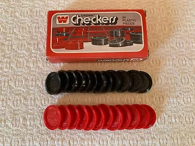 Vintage 1974 Whitman Crown Checkers W/ Box 24 Pieces Plastic Game Replacement • $6.95
