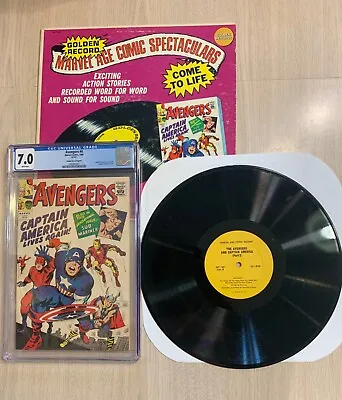 Avengers 4 Golden Record & Comic Cgc 7.0 White Pages ‘66 Record Plays Great Mmms • $795