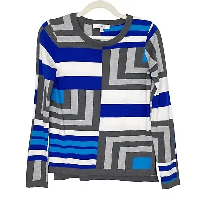 Milly Sweater Womens Size XS Blue Gray Geometric Casual School Work • $28.04
