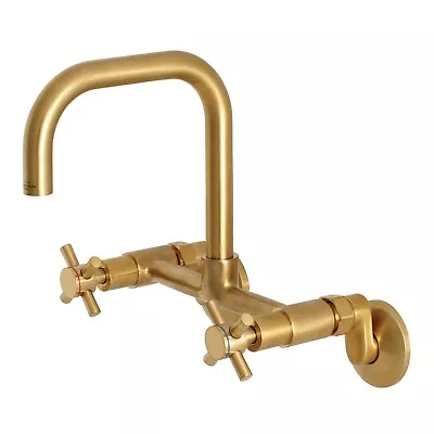 Kingston Brass Concord 8-Inch Wall Mount Kitchen Faucet Brushed Brass • $165