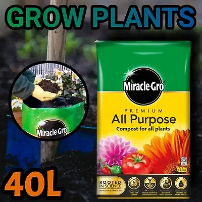 Miracle Gro All Purpose Compost Soil 40L Ideal For Growing Food Plants Garden • £13.49