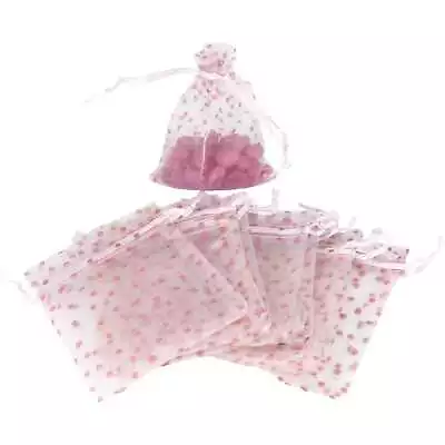 Pink Polka Dot Organza Favour Gift Bags Bomboniere Pck Of 12 Christening Baptism • $6.99