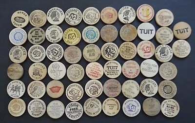 Vintage Lot 56 Wooden Nickels 1960’s-1980’s Almost All Different United States • $24.99