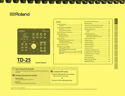 Roland TD-25 Drum Sound Module 4-in-1 Owner's Manual • $25.39